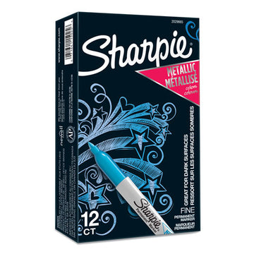 Sharpie® Metallic Fine Point Permanent Markers, Fine Bullet Tip, Blue, Dozen freeshipping - TVN Wholesale